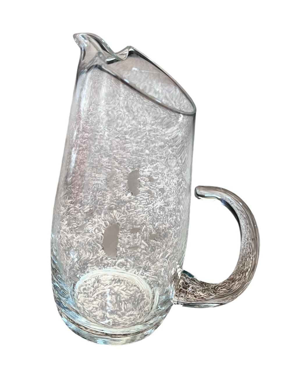 Vintage Princess House Heritage Pitcher Floral Etched Hand Blown Glass 9.5” 48oz